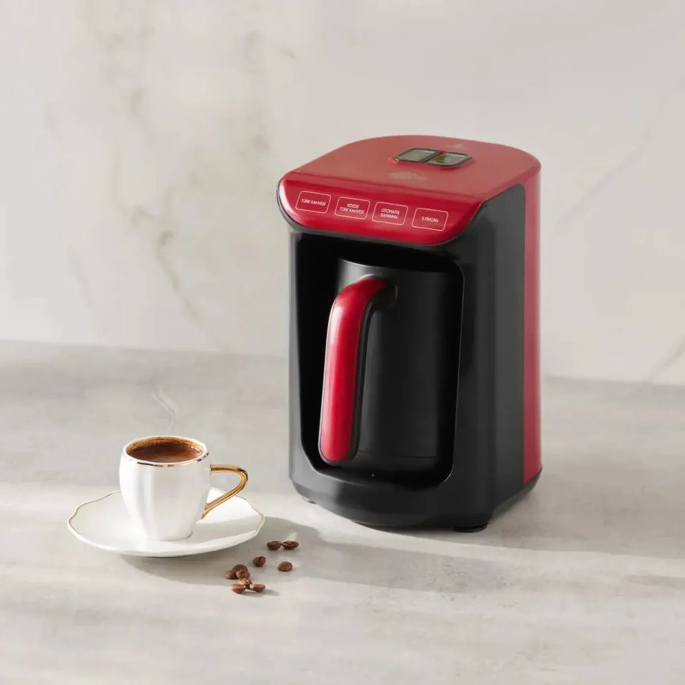 Machine à café Karaca Hatır avec fonction torréfaction, rouge - Image 4