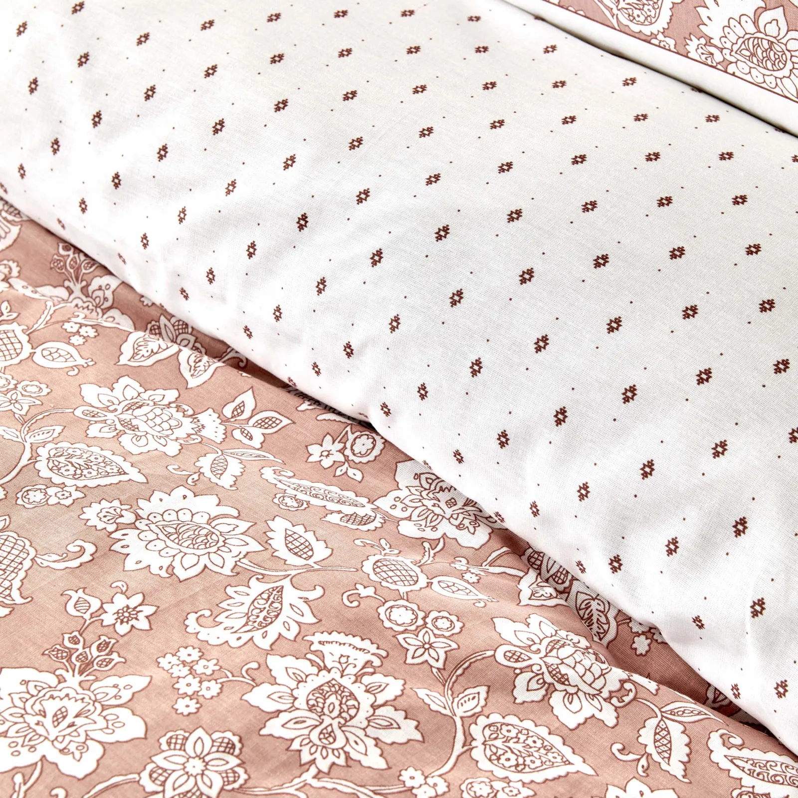 Parure de lit Karaca Home Celerina avec housse de couette 100 % coton pour lit double, rose - Image 4