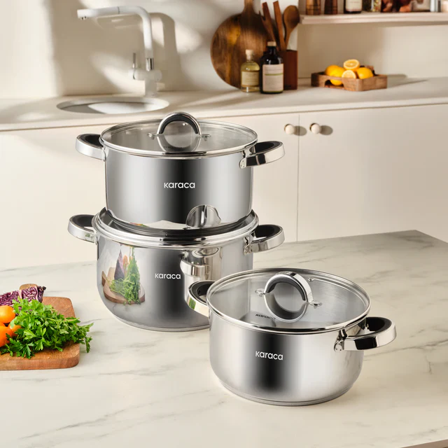 Set de casseroles en acier Karaca Magnus XLarge à fond induction – 6 pièces - Image 4